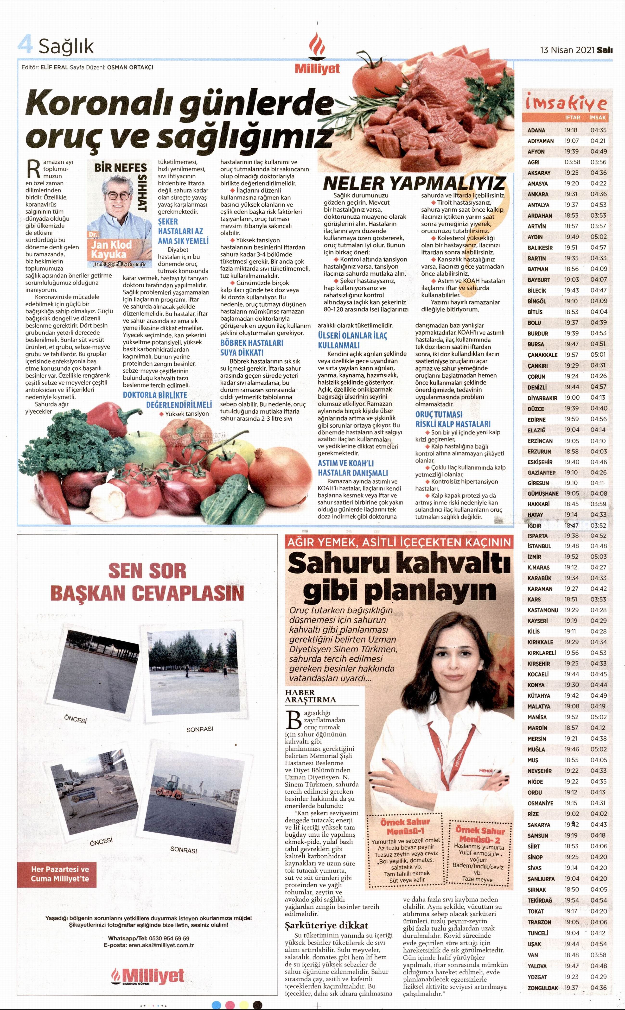 SAHURU KAHVALTI GİBİ PLANLAYIN